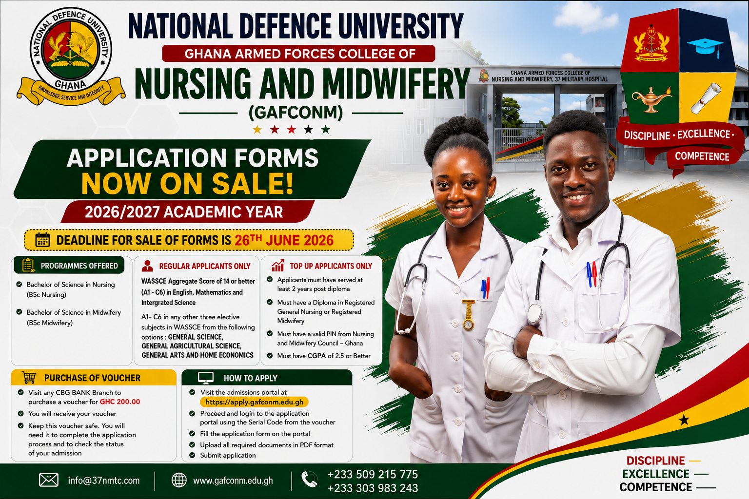 GAFCONM ADMISSION FORMS ON SALE – BSc NURSING & MIDWIFERY (REGULAR & TOP-UP) – 2026/2027 ACADEMIC YEAR